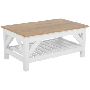 Beliani Table basse bois clair blanc 100 x 60 cm