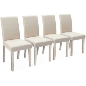 sweeek Lot de 4 chaises - chaises en tissu beige, pieds en bois