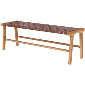 Rendez-Vous Deco Banc 120 cm en cuir tresse marron et bois de teck