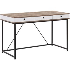 Beliani Bureau effet bois clair et blanc 120 x 60 cm