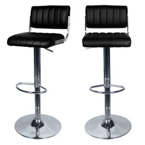 Rendez-Vous Deco Chaise de bar reglable 61/83 cm en cuir synthetique noir (lot de 2)