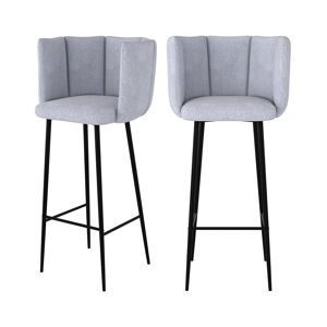 Rendez-Vous Deco Chaise de bar en tissu gris clair 75 cm (lot de 2)