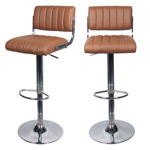 Rendez-Vous Deco Chaise de bar reglable 61/83 cm en cuir synthetique marron (lot de 2)