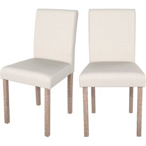 Rendez-Vous Deco Chaise en tissu beige et pieds en bois de chene (lot de 2)