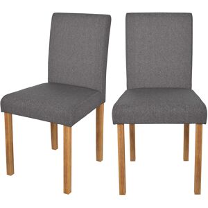 Rendez-Vous Deco Chaise en tissu gris fonce et pieds en bois d'hevea (lot de 2)