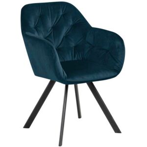 Meubles & Design Chaise moderne en velours matelasse bleu