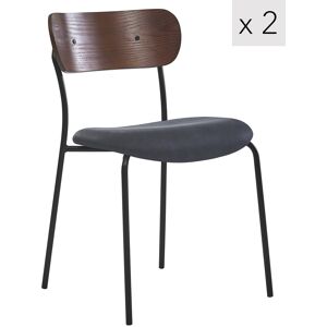 Nordlys Lot de 2 chaises industrielles en metal et simili noir