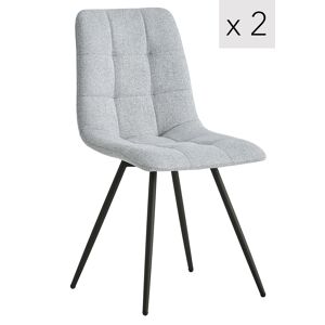 Nordlys Lot de 2 chaises scandinaves en metal et tissu gris