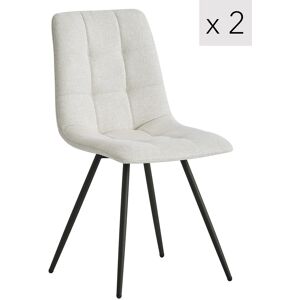 Nordlys Lot de 2 chaises scandinaves en metal et tissu beige