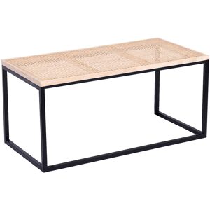 Nordlys Table basse industrielle en rotin et metal noir