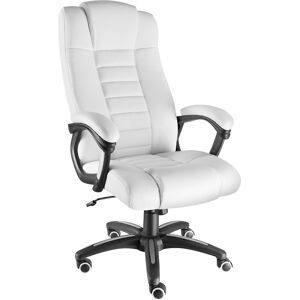 Tectake Fauteuil de bureau Rotatif a 360° et reglable en hauteur blanc