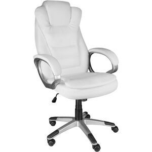 Tectake Fauteuil de bureau Rotatif a 360° et reglable en hauteur blanc