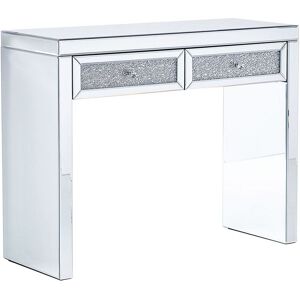 Beliani Console effet diamants broyes miroir 2 tiroirs