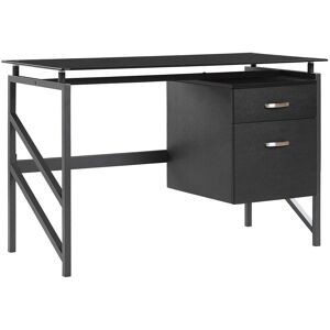 Beliani Bureau plateau en verre noir 117 x 57 cm