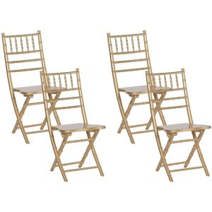 Beliani Lot de 4 chaises pliantes en bois dore