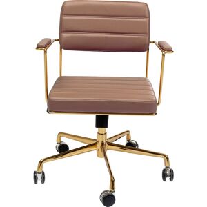 Kare Design Chaise de bureau reglable a roulettes marron et acier dore