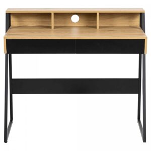 Meubles & Design Bureau avec tiroirs et niches en bois naturel et noir