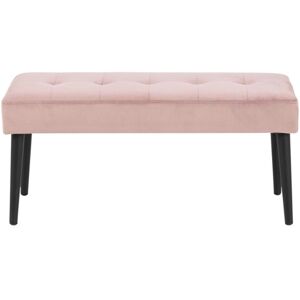 Meubles & Design Banc contemporain en velours matelasse et pied en metal rose