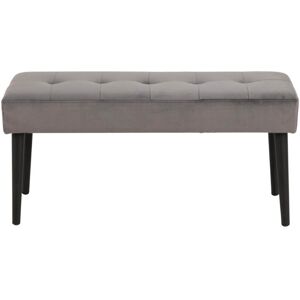 Meubles & Design Banc contemporain en velours matelasse et pied en metal gris