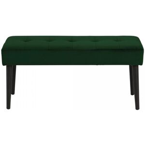 Meubles & Design Banc contemporain en velours matelasse et pied en metal vert