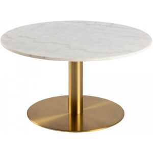 Meubles & Design Table basse ronde en marbre blanc pied dore