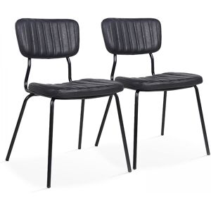 Oviala Lot de 2 chaises en textile enduit noir