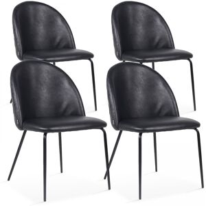 Oviala Lot de 4 chaises en textile enduit noir