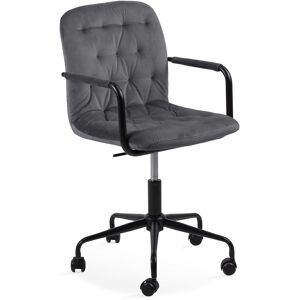 Oviala Fauteuil de bureau a roulettes en velours gris