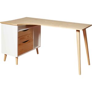 Terre de Nuit Bureau d'angle en bois style scandinave tiroir + niche bois clair