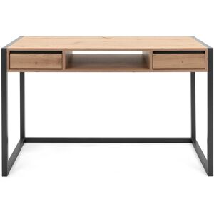 Calicosy Bureau Mural Industriel 2 tiroirs L120 cm - Decor Bois Clair