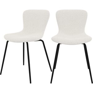 Rendez-Vous Deco Chaise effet laine bouclette blanche et pieds en metal (lot de 2)