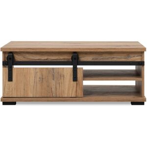 Calicosy Table Basse avec Porte Coulissante L100 cm - Decor Bois Clair