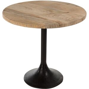 LANADECO Table ronde en bois et metal naturel 65x65x60 cm