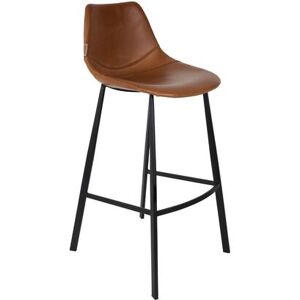 Dutchbone Tabouret de bar en cuir marron