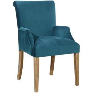 Robin des Bois Fauteuil de table en velours bleu canard