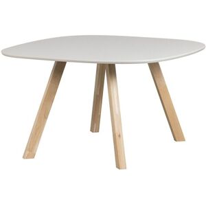 WOOOD Table 130x130 en frene avec pied carre blanc casse