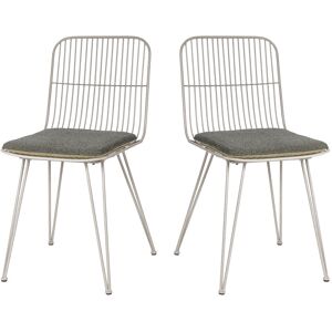 Pomax Lot de 2 chaises design en metal gris clair