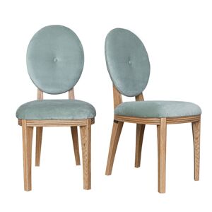 Robin des Bois Lot de 2 chaises en chene et velours celadon