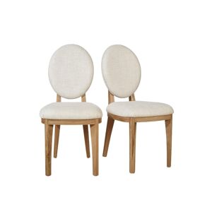 Robin des Bois Lot de 2 chaises en chene et lin Beige