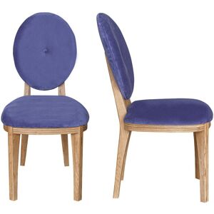 Robin des Bois Lot de 2 chaises en chene et velours bleu indigo