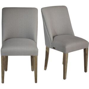 Robin des Bois Lot de 2 chaises en bois et tissus Gris souris