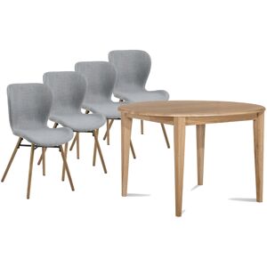 Hellin Table ronde extensible pieds fuseau D115 + 4 chaises tissu