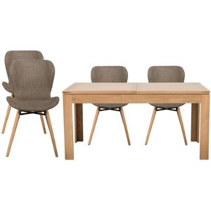 Hellin Table rectangulaire a rallonges L160/240 + 4 chaises tissu