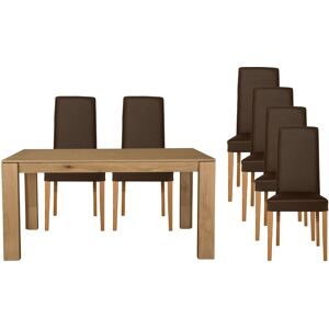 Hellin Table rectangulaire extensible L160/247 + 6 chaises cuir