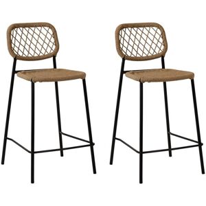 Mathi Design 2 Tabourets de bar corde beige