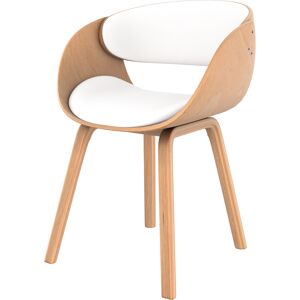 Rendez-Vous Deco Chaise en bois clair et PU blanc