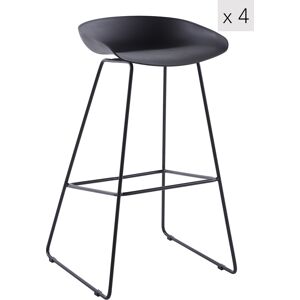 Nordlys Lot de 4 tabourets de bar en metal noir