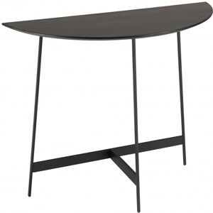 MACABANE Console demi-lune noire 83x35 cm pietement metal