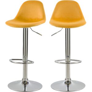 Rendez-Vous Deco Chaise de bar reglable en velours jaune 60/82 cm (lot de 2)