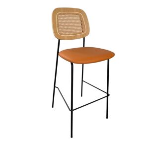 Mathi Design Chaise de bar simili cuir orange